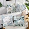 Light Blue White Peony Pattern Home Decor Pillowcase Living Room Sofa Polyester Cushion Cover with Zipper