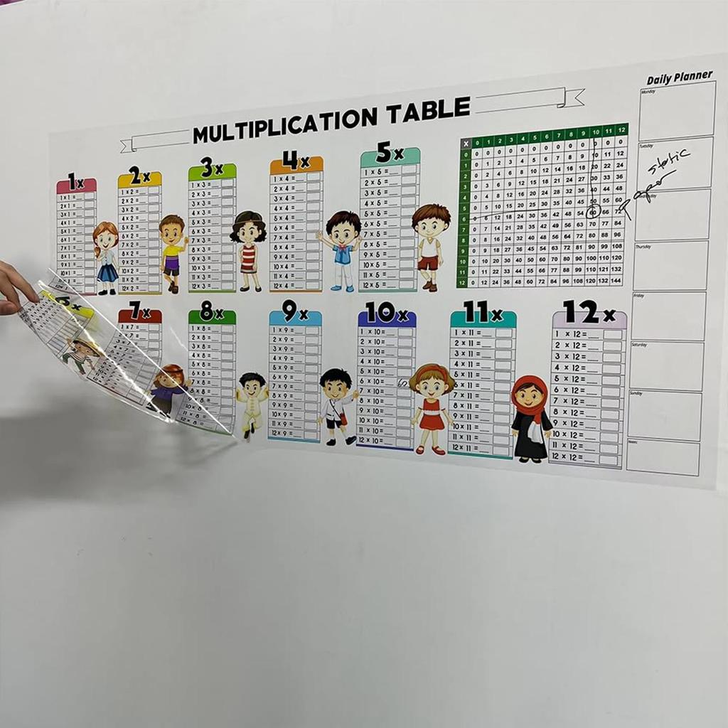 Multiplication Table Poster Static Dry Erase Math Chart Wall-Mounted Reusable Children's Math Chalkboard Educational Tool
