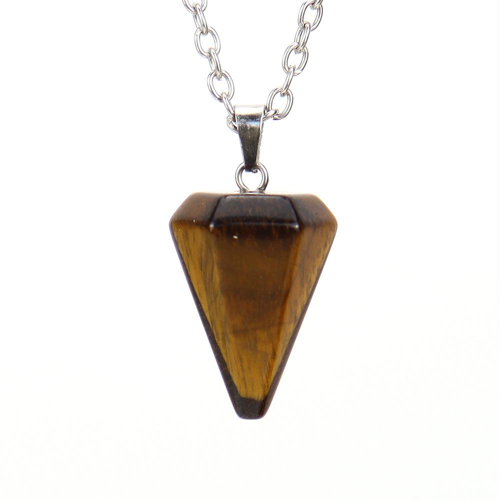 Natural Stone Crystal Cut Tapered Hexagonal Pillar Bullet Head Pendulum Necklace Pendant N631