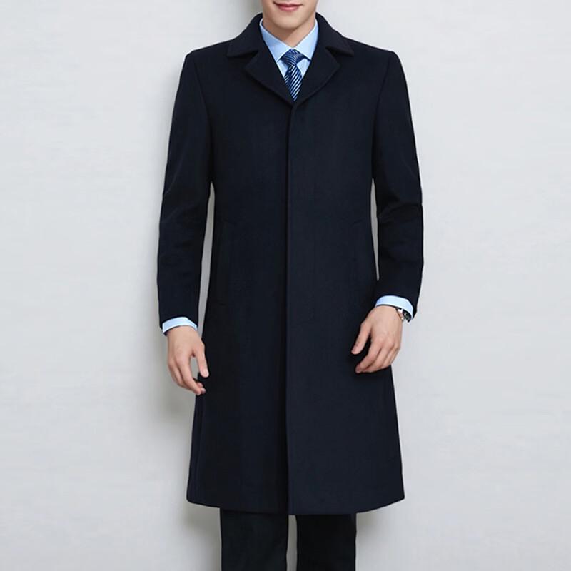 Tromen Men s Business Long Wool Blend Overcoat 4XL