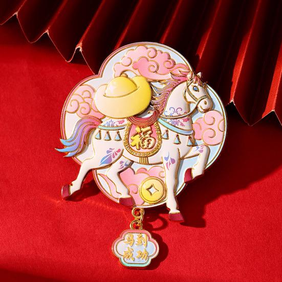 Jahr des Pferdes Kühlschrankmagnet Chinesischer Stil Cartoon Tierkreis Pferd Zinklegierung Kühlschrankmagnet Heimküche Neujahrsdekoration