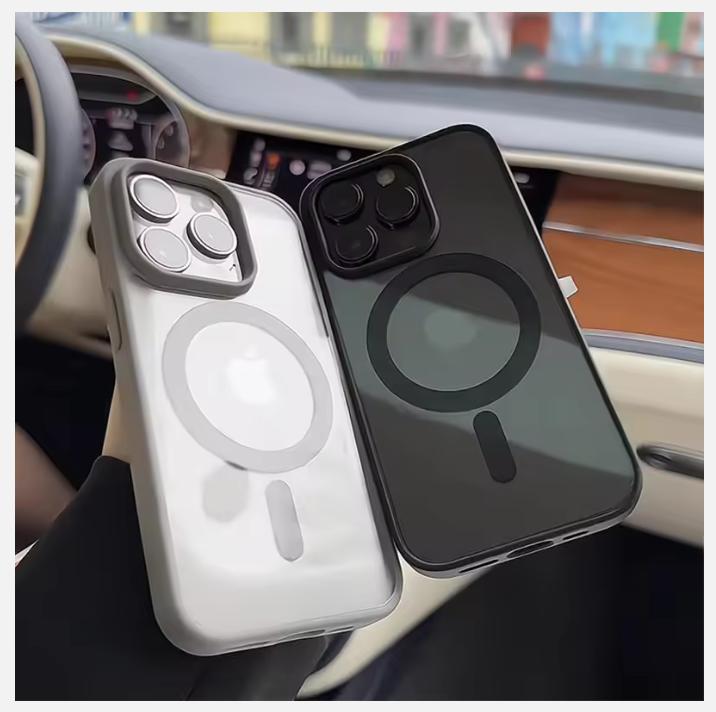 Matte Natural Titanium Magnetic Charging Phone Case for iPhone 16 15 14 13 12 11 Pro Max Plus Mini Magsafe Shockproof Hard Cover