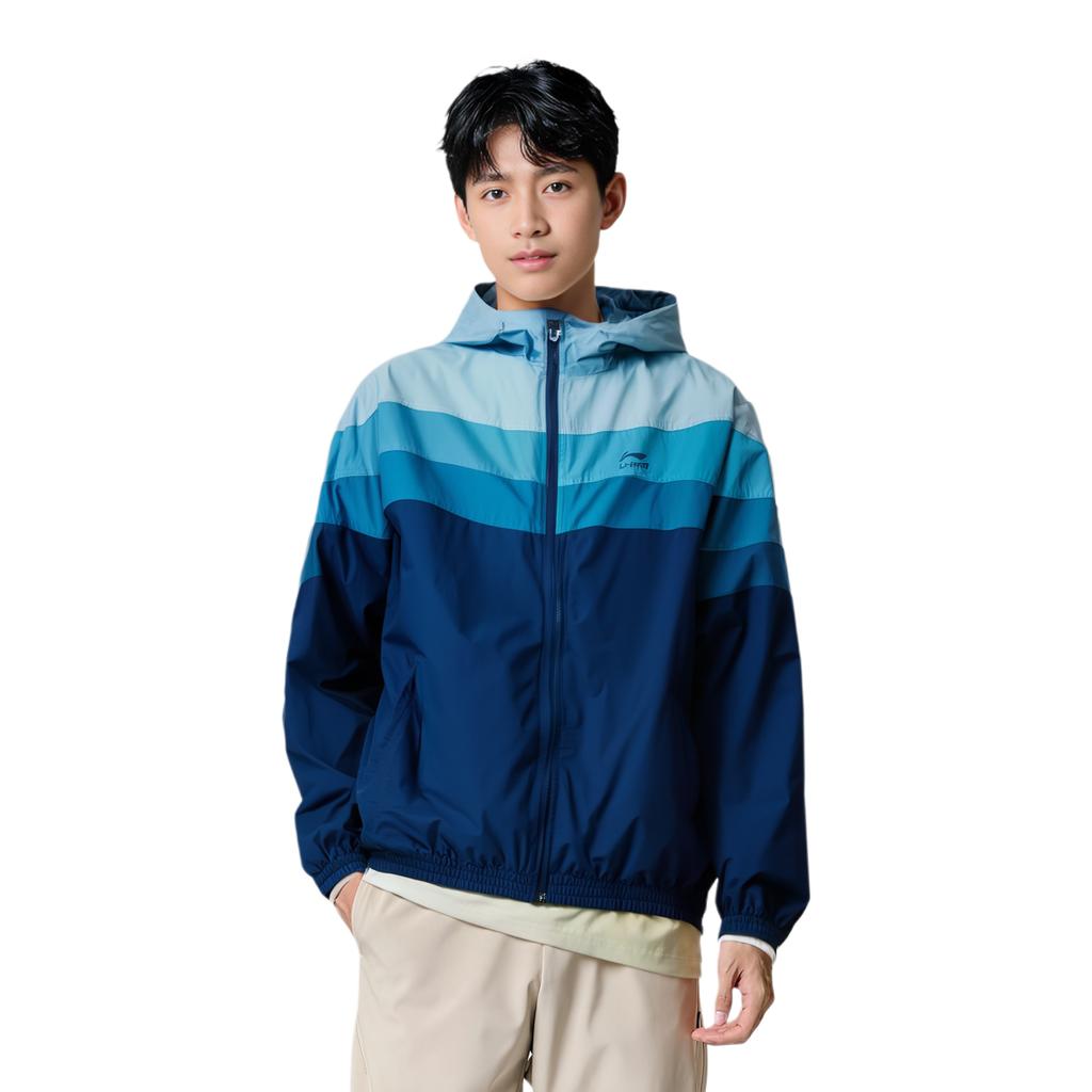 Li Ning Sports Lifestyle Series Casual Color Block Letter Woven Windbreaker Jacket Men Jacket New-Denim-Blue AFDT165-2