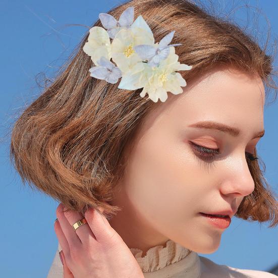 Women Hair Clip Retro Style Butterflies Flower Decor Hair Pins Spring Clip Design Decorative Headdress Hair Accessories