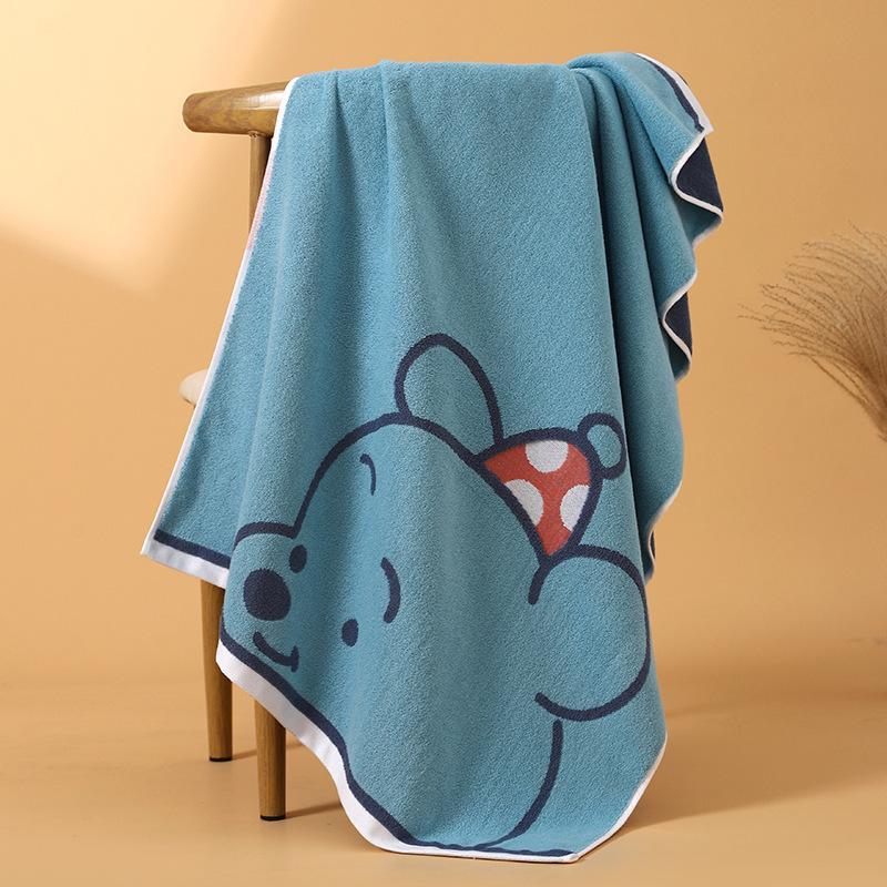 

Новые банные полотенца из чистого хлопка, мультяшные жаккардовые полотенца с мишками, взрослые домашние банные полотенца, хлопок класса А 70*140cm синий