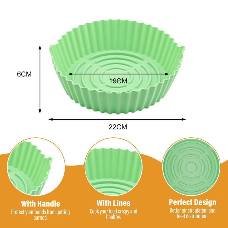 Silikon-Luftfritteusen-Ofen-Backblech, gebratene Pizza, Hähnchenmatte, Airfryer-Silikontopf, runde, wiederverwendbare Kuchenform, Luftfritteusen-Zubehör