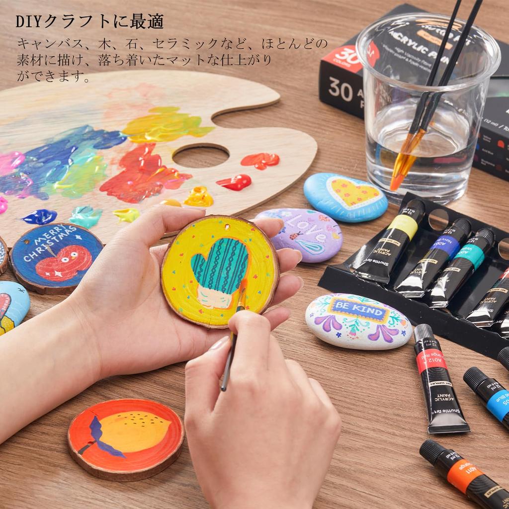 Shuttle Art Acrylic 30 Easy to Brush for Painting on and Coloring Art and Professionals Paints, Colors, Tubes, Durable, Quick-Drying, Waterproof, Use,