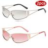 Protective Glasses 2pcs Y2K Metal Frame Square Sunglasses Hollowed Out Future Sense Of Technology  Girls Net Red Sunglasses