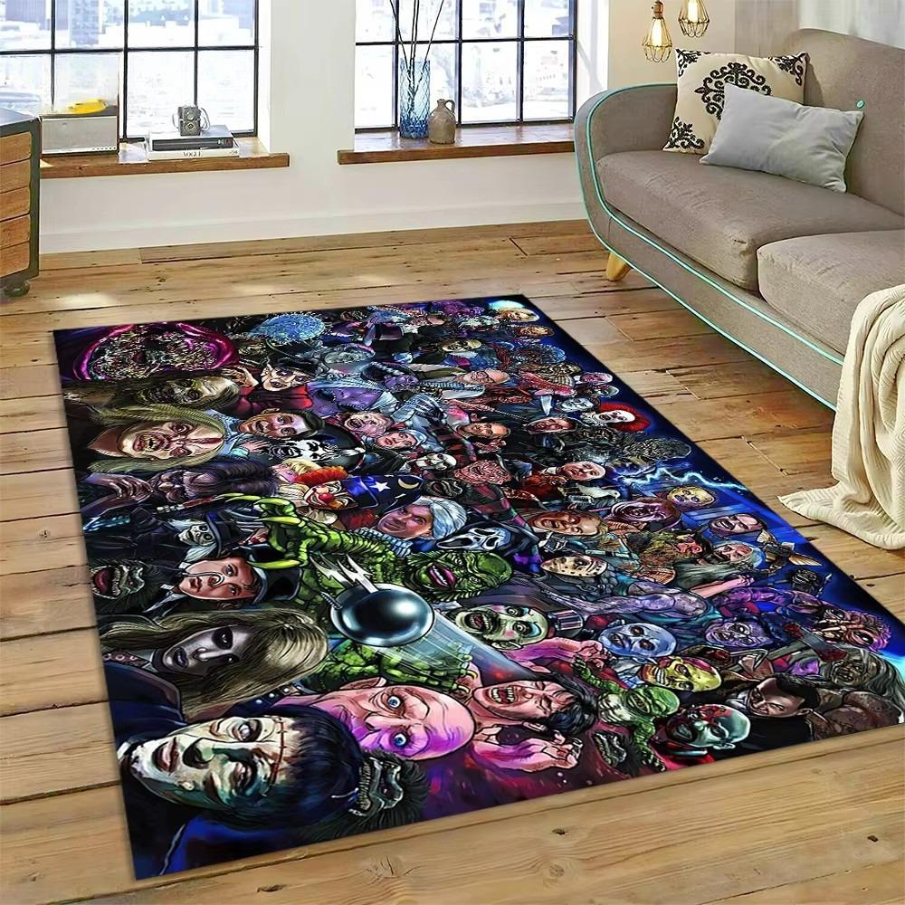 Tappeto Personaggio Film Horror Chucky Pennywise Halloween per Camera da Letto Soggiorno Casa Decorazione Divano, Tappetino Grande Decorativo da Pavimento