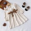 Girls Autumn British Dress Cute Bowknot Princess Dress Children Long Sleeve Skirt