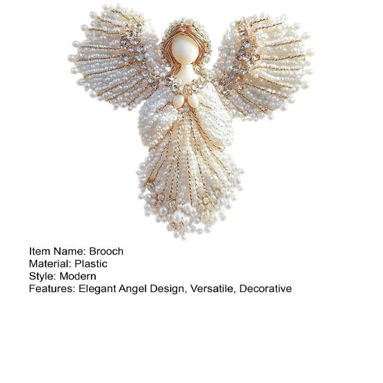 Faux Pearl Angel Brooch Handmade Brooch Pin Christmas Gift with Shiny Accents Elegant Accessory for Jacket Scarf Bag Festive Party Decor