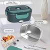 Efficient Heated Lunch Box Set, Heated Lunch Boxes with 304 Stainless Steel Inner, 1.5L Heatable Lunch Box for Car/Truck/Office /Travel