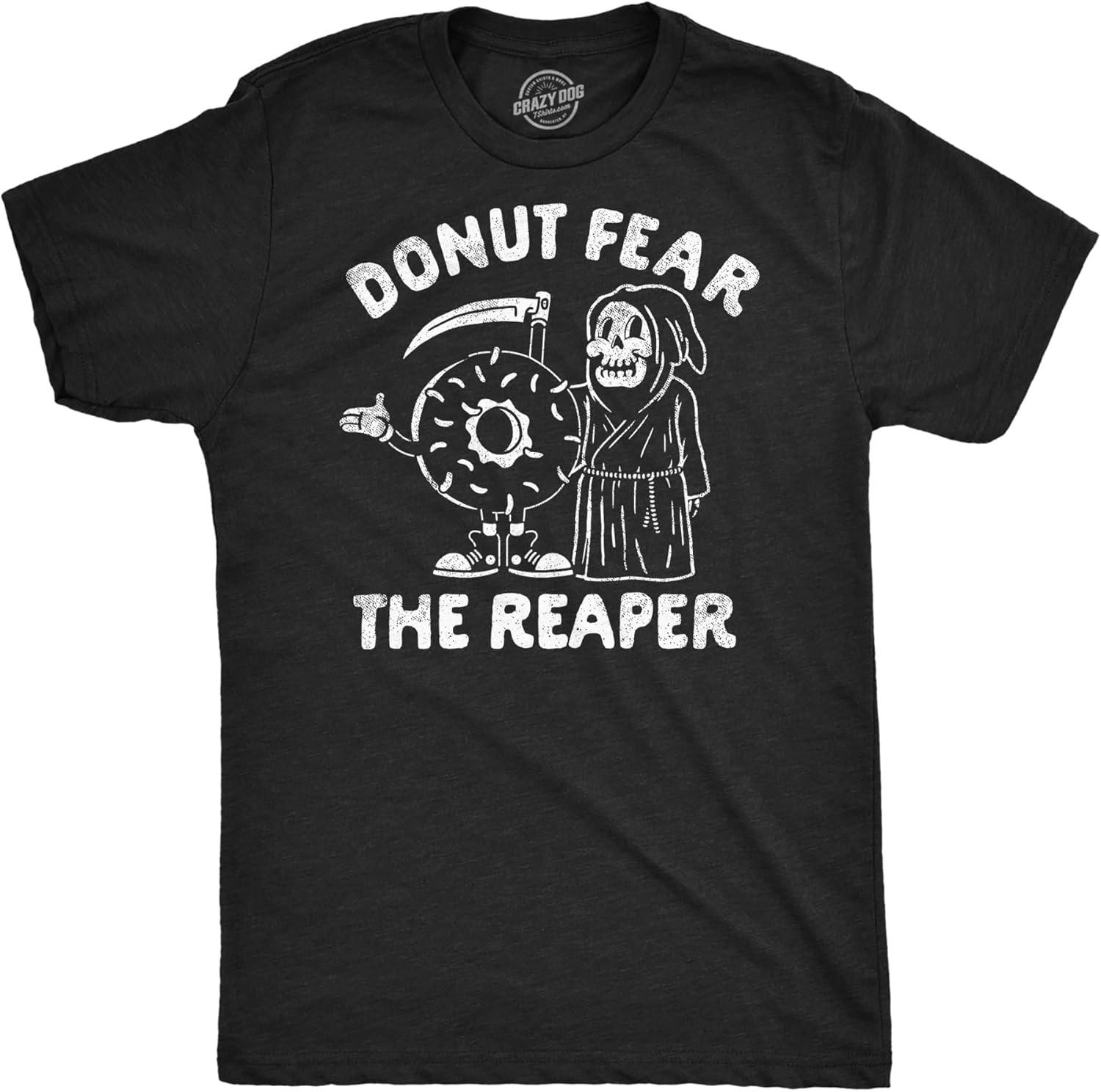 Mens Funny T Shirts Donut Fear The Reaper Sarcastic Graphic Novelty Tee for Men XXXXXL чёрный