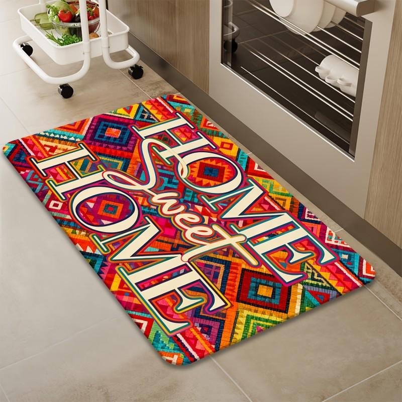 Impressionist Ocean Wave Seashell Beach Welcome Letter Print Anti Slip Entrance Doormat Coastal Front Entry Floor Mat