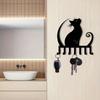 Vintage Schwarze Katze Schlüsselhalter 7 Haken Wandmontage Silhouettendesign für Eingangsbereich Schlafzimmer Tierliebhaber Geschenk