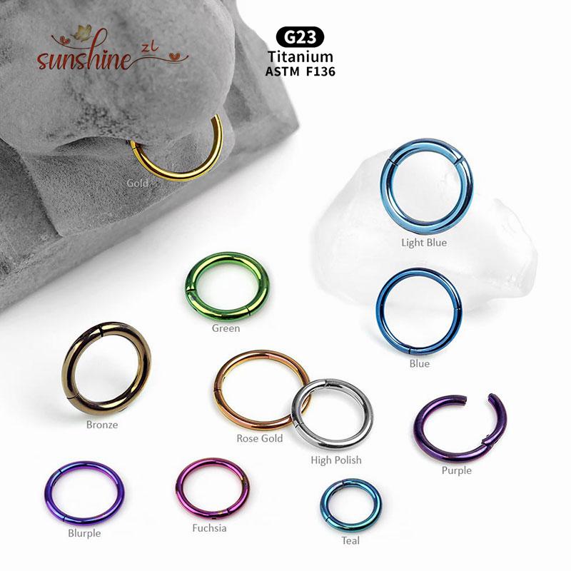 5PCS G23 Titanium Nose Piercing Implant Grade 12G 14G 16G 18G 20G Clicker Diaphragm Tragus Piercing Body Jewelry
