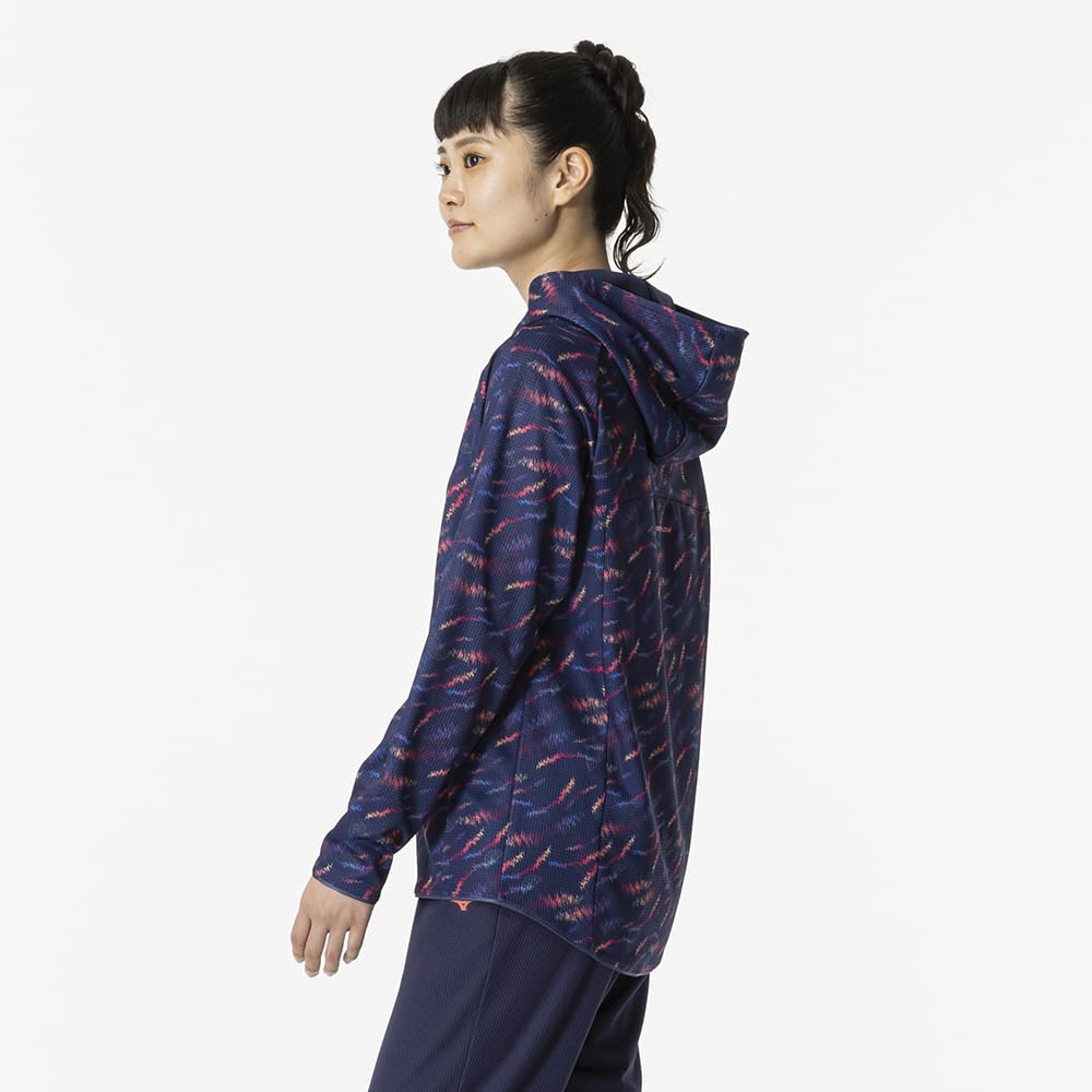 Mizuno Dry Aeroflow Highly Medieval Blue Women's Hoodie, Breathable, Sweat-Wicking, Quick-Drying Jersey, 32MCB310,