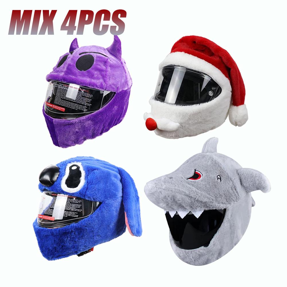Christmas Motorcycle Helmet Cover Santa Claus Hat Full Face Funny Plush Moto Helmet Decoration Xmas Motorcycle Skiing Accessorie