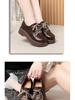 Women's Fashion Leather Loafers: Non-slip, Thick Sole, Lace-up, Casual, Versatile Shoes for Spring and Autumn.