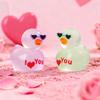 10/20Pcs Glow In Dark Resin Duck Figurines With Heart Sunglasses Valentine Gift I Love You Decor For Fairy Garden