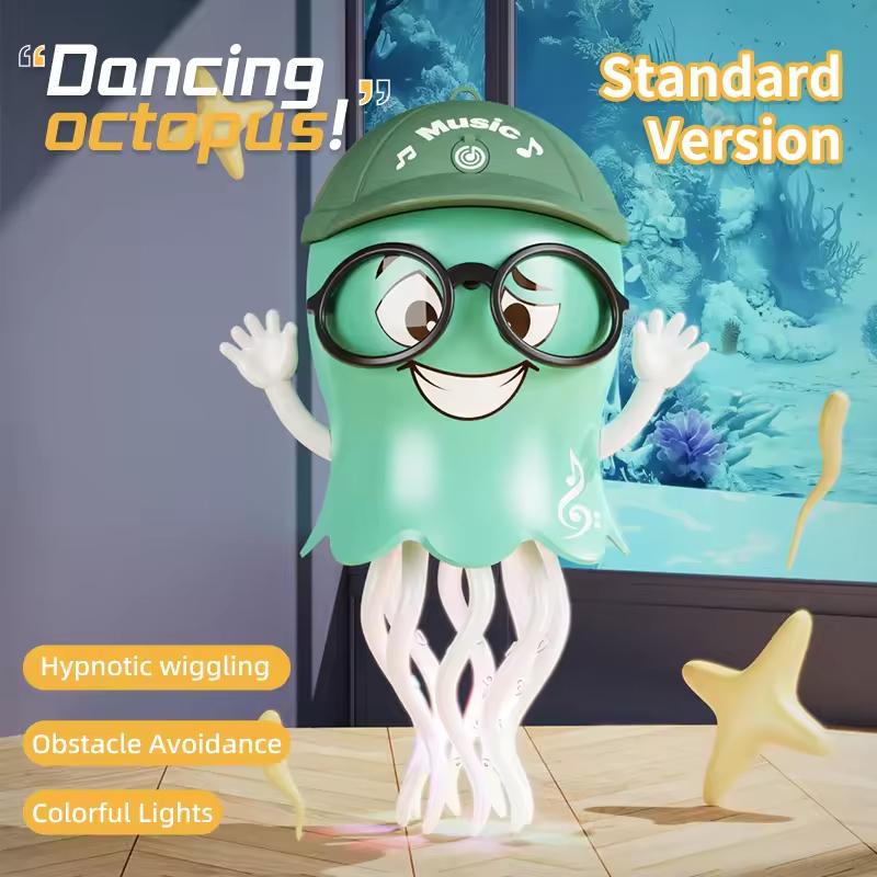 Polvo Elétrico Sensorial Brinquedo Lula Rastejante Música Luz Obstáculo Desvio Automático Brinquedo Dançante Móvel Efeito Spray Água-viva