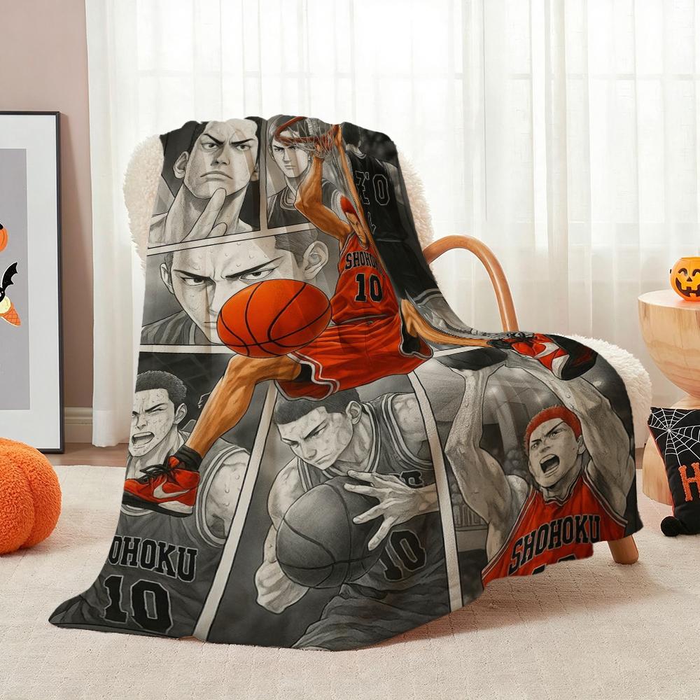 Slam Dunk Anime Basketball Heroes Pattern Flannel Blanket Machine Washable Fleece Blanket For Camping Picnic Home Party Decor New Year Gift