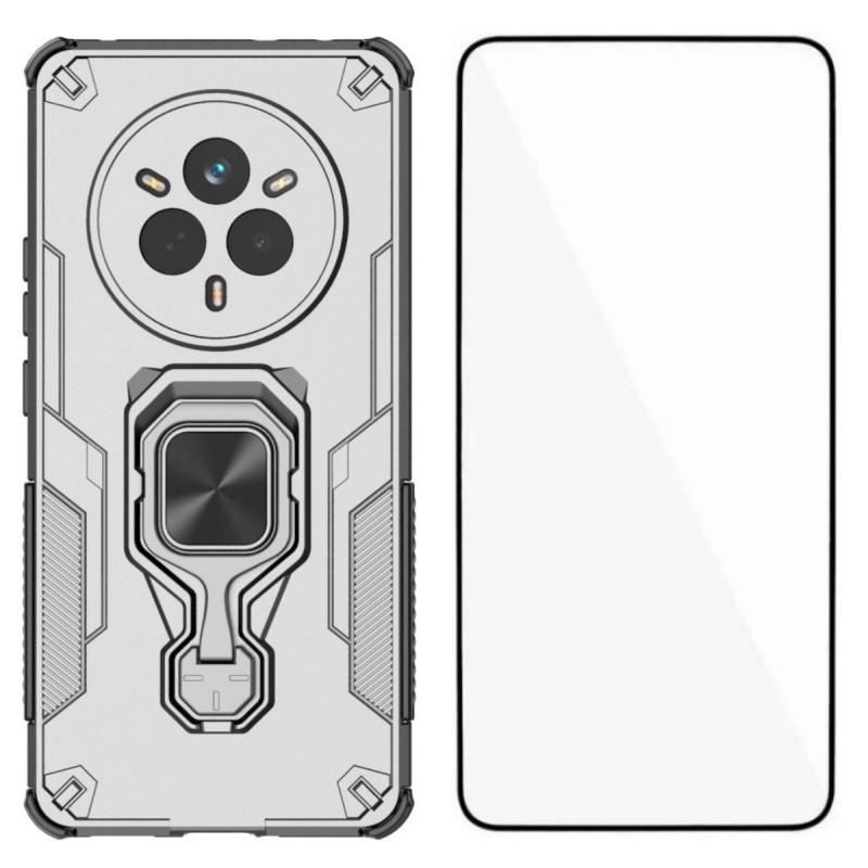 For Realme 14 Pro 5G Phone Case WANLONFENG PC TPU Back Cover Kickstand with Tempered Glass