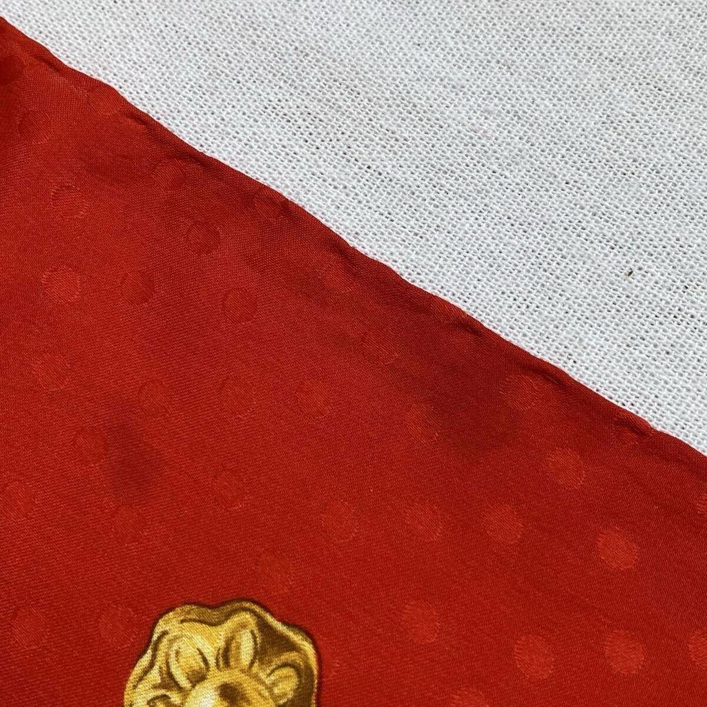 Used YVES SAINT LAURENT Yves Saint Laurent Scarf Silk Baroque Jewelry Red Gold Thin Large Vintage