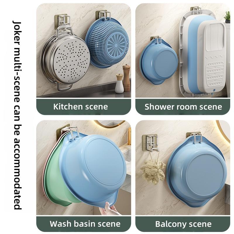 Practical Wash Basin Hook Storage Rack Multifunctional Bathroom Kitchen Wall Mounted Towel Hanging Holder