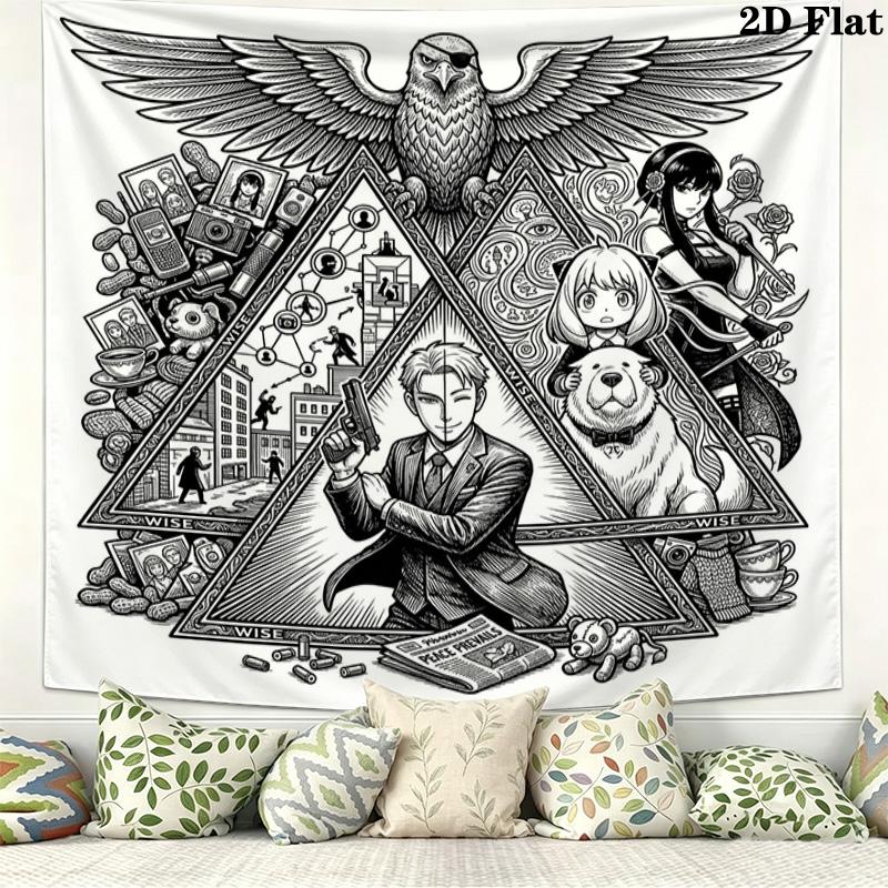 Spyxfamily Wall Tapestry Aesthetic Wall Hanging Printed Fabric Blanket Decorative Tapestries For Bedroom Living Room Home Decor