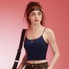 Spring New Women's Yoga Clothes Top Shoulder Strap Contrast Color Fixed Chest Pad Deep U Fashion Sling Breathable Fitness Sports Vest
