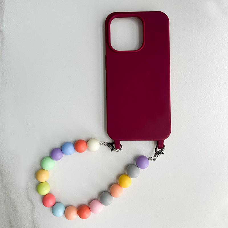 Colorful Anti-Lost Rope Phone Case for iPhone 11/12/13/14 Pro Max, Perfect for Women. Features Chain Design and Hand Strap.