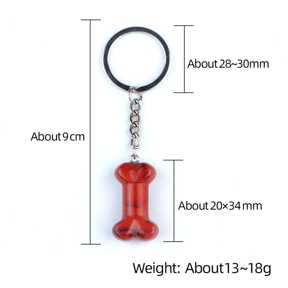 1Pc Reiki Healing Natural Stone Keychain Key Finder Bone Shape Crystal Gemstone Pendant Key Chain for Decor Phones, Bag, Halloween Gifts 20×34 Mm