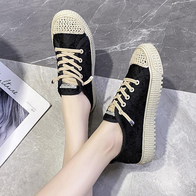 Fashion Black Woman Footwear Summer Mesh Breathable Shoes for Women Lace Up High on Platform Casual Original Designer Luxury Offer Cheap