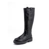 Traubenmutter Winter neue lange Ritterstiefel Damen tragen High-End dicksohlige Stiefel Damen plissierte Damen Lederstiefel