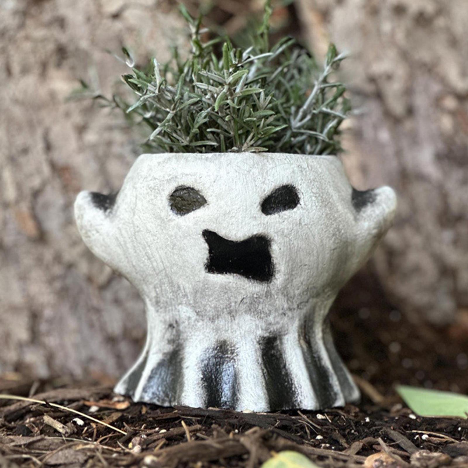 

Ghost Shaped Flower Pots Halloween Ghost Planter Pot Creative Spooky Festival Resin Candy Organizer For Cabinets Bookshleves CN