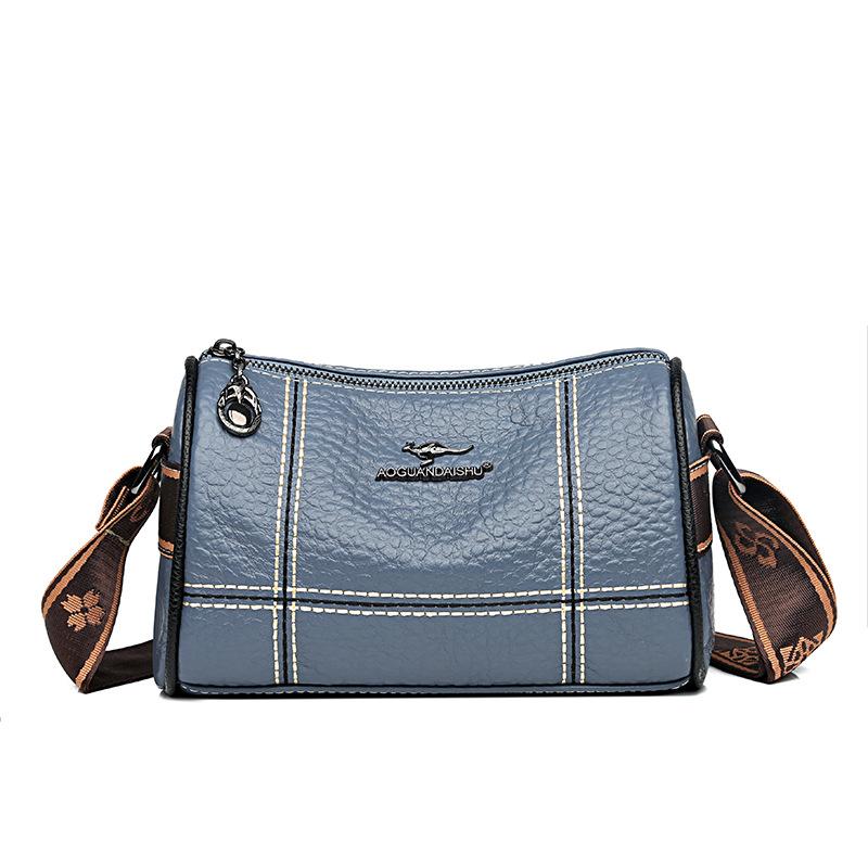 Leather Splicing Bag Women'S Tide Soft Leather Messenger Bag Women'S Bag Temperament Cowhide Shoulder Messenger Bag
