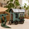 Resin Figurine for Home Decor Vintage Mini RV Statue, Retro Campervan House Figurine, Farmhouse Unique Collectible Craft Display Style Ornament Indoor