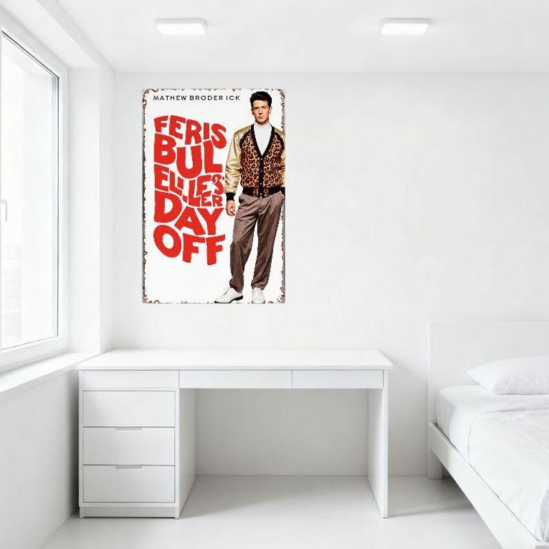Ferris Bueller's Day Off Vintage Movie Metal Tin Sign Matthew Broderick Comedy Classic Retro Plaque for Home Bar Cafe Man Cave W