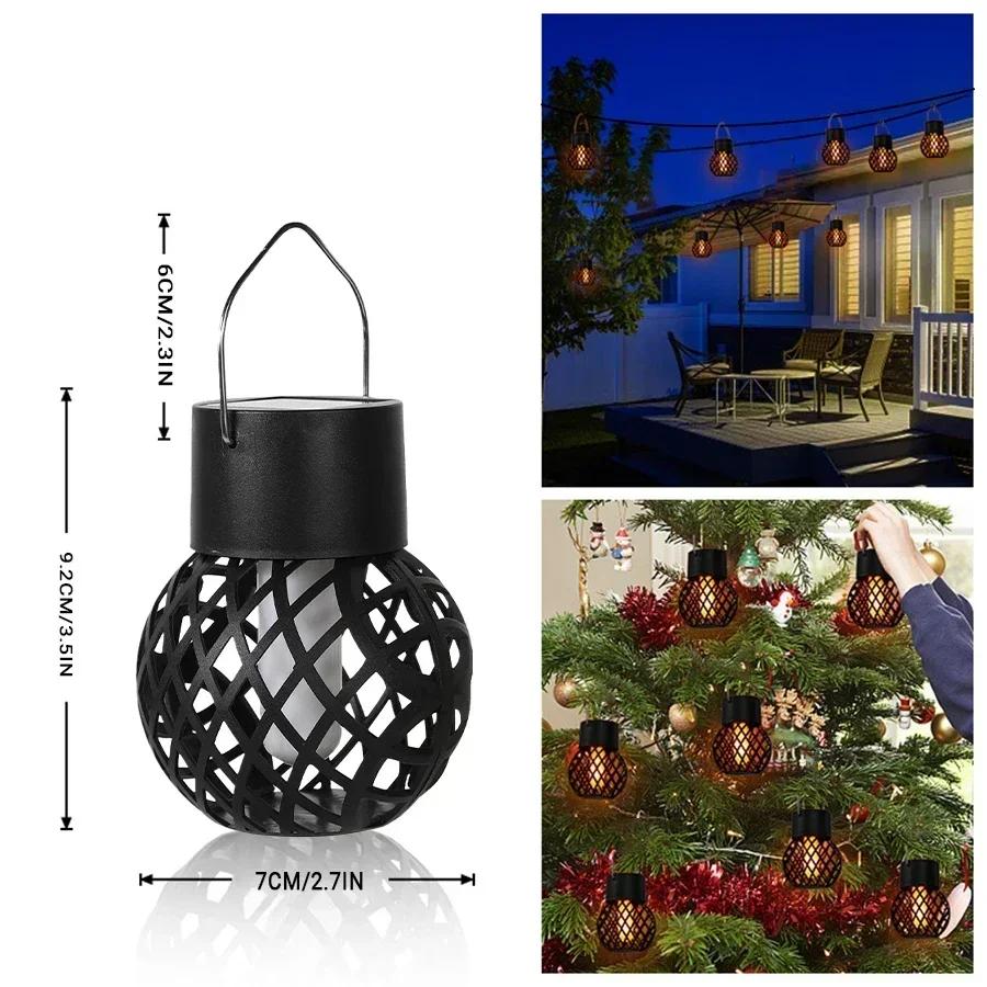 KDULIT Solar Outdoor Flame Effect Hanging Lantern Out Waterproof Garden Courtyard Terrace Decoration Atmosphere Pendant Light