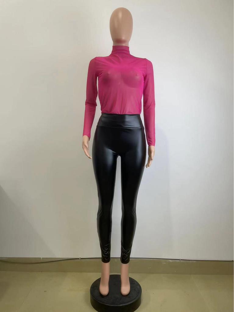 Y6011 High-Waisted Slimming Matte PU Leather Pants for Women - Autumn/Winter Collection