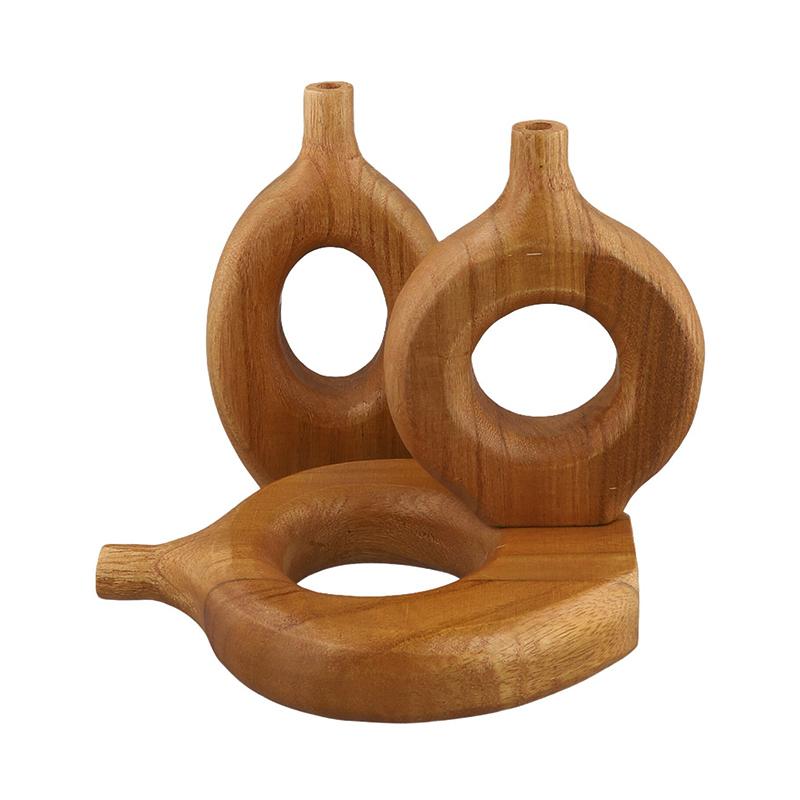 1 STÜCK/3 STÜCK Zen Vase Ästhetische Raumdeko Blumenvase Rustikale Holzvase Ornament Heimtischdeko