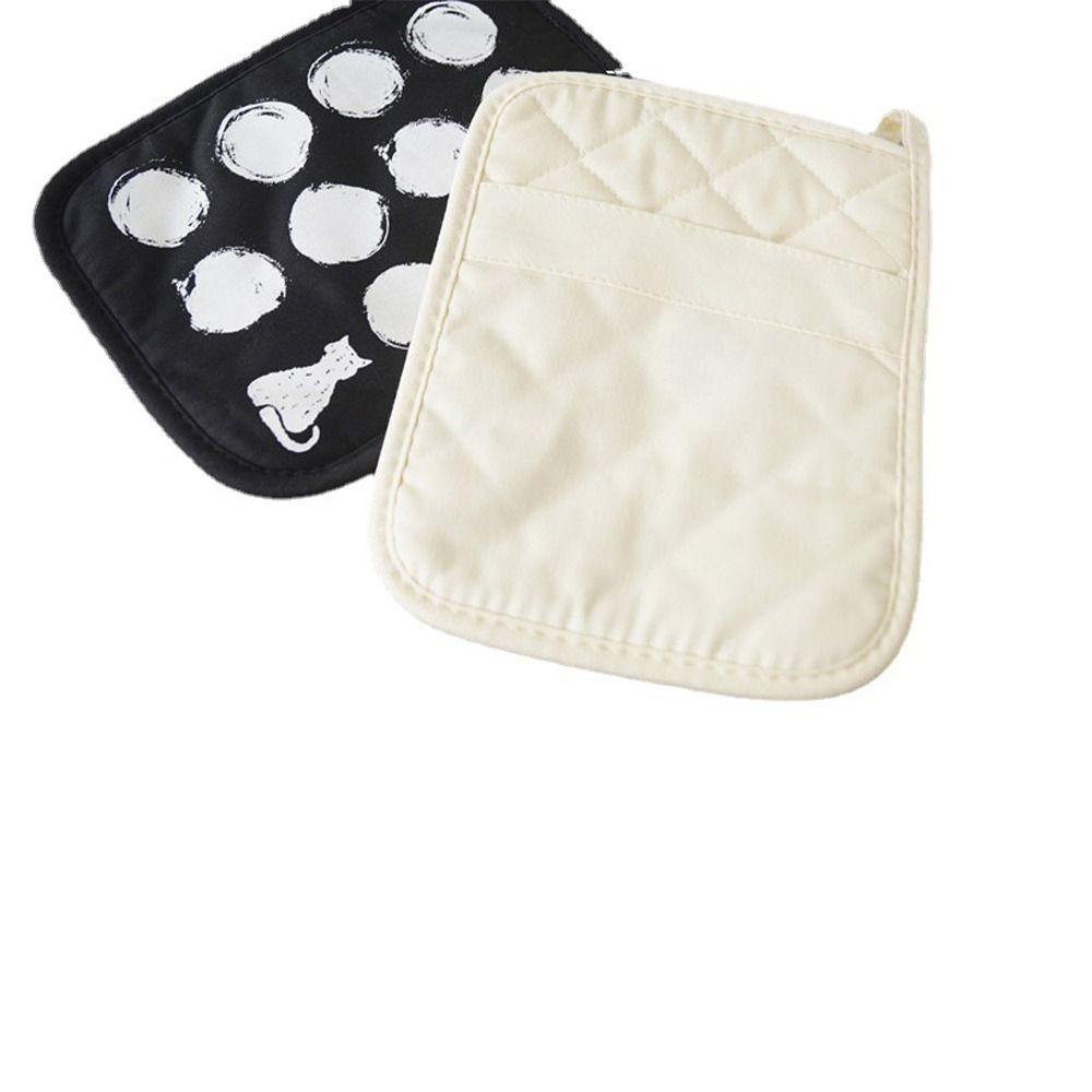 2pcs Cat Pattern Oven Gloves Cotton Anti Steam Gloves Insulation Pad  Garment Steamer Ironing
