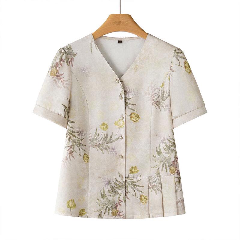 

Elderly Women s Casual Short-Sleeve Shirt 2XL