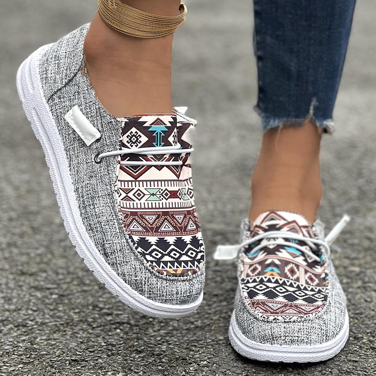 

Мода 2024 года, осень, женская, новая мода, на шнуровке, с принтом, повседневная, дышащая, нескользящая, универсальная спортивная обувь 42 светло-серый