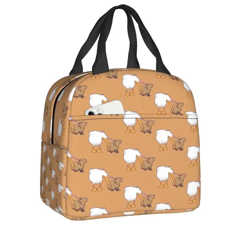 Capy Capybara Insulated Lunch Tote Bag for Women Cute Portable Warm Cooler Thermal   School Picnic Food Container