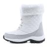 Waterproof snow boots medium tube front zipper large size cold-proof warm cotton boots velvet outdoor winter shoes