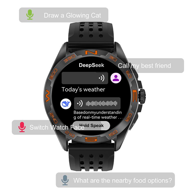 GPS Herren Smartwatch AI Smartwatch Schnellladung 4G 300mAh WhatsApp Nachrichtenantwort Blutdruck Herzfrequenz Blutsauerstoff 4GB Speicher