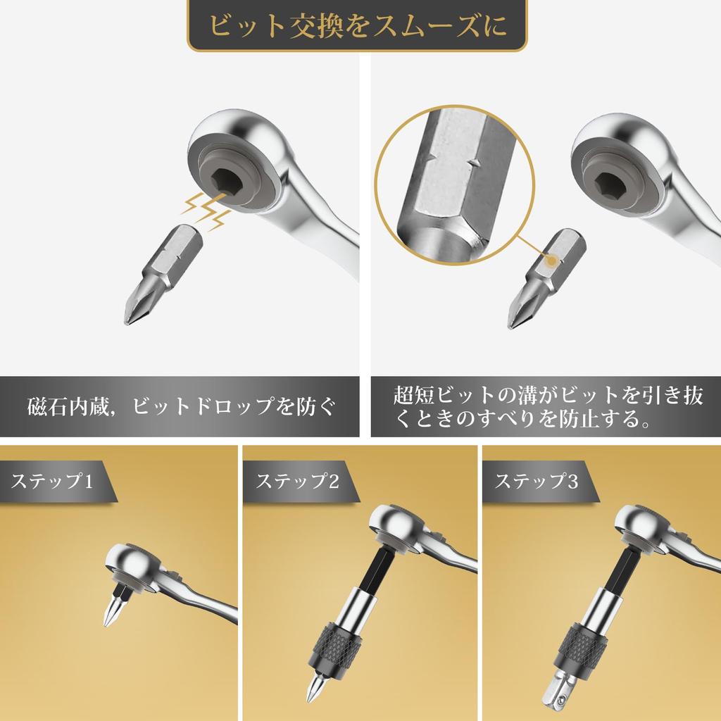 Ratchet Screwdriver Offset Bit Ratchet Repair Tool 32 Pieces 1/4 Torx, Slotted, Phillips, Star, Square, Pozid, Hex, Wrench, 6.35mm Drive, Set,