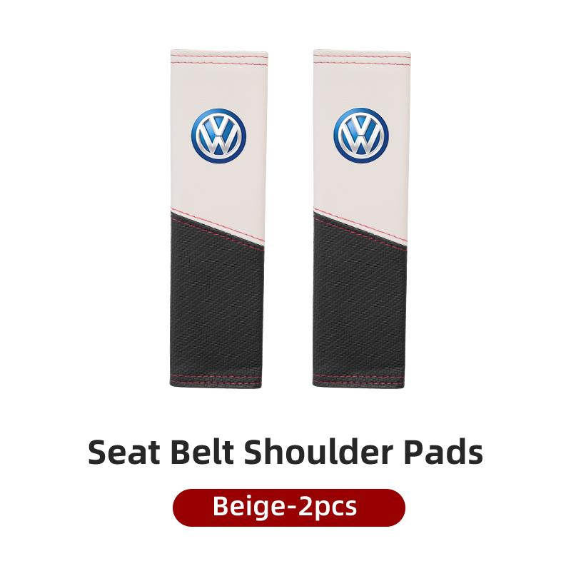 LEG1 Car Seat Belt Cover Safety Belt Two-colour Splicing Shoulder Protection Pads For VW Tiguan CC Jetta Polo Passat T-ROC Touareg
